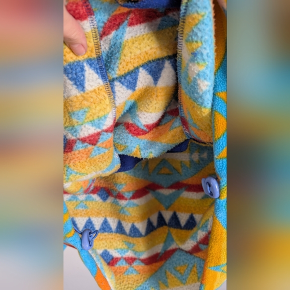 Vintage Massive Outdoor Supply Fleece Half Zip Hoodie, Blue & Orange, Size L - Picture 9 of 15